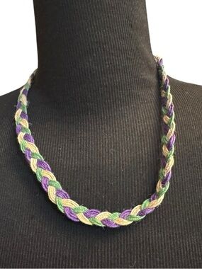 NEW! Interwoven Handmade
Necklace Choker Braided Boho Purple Gold Green Artisan